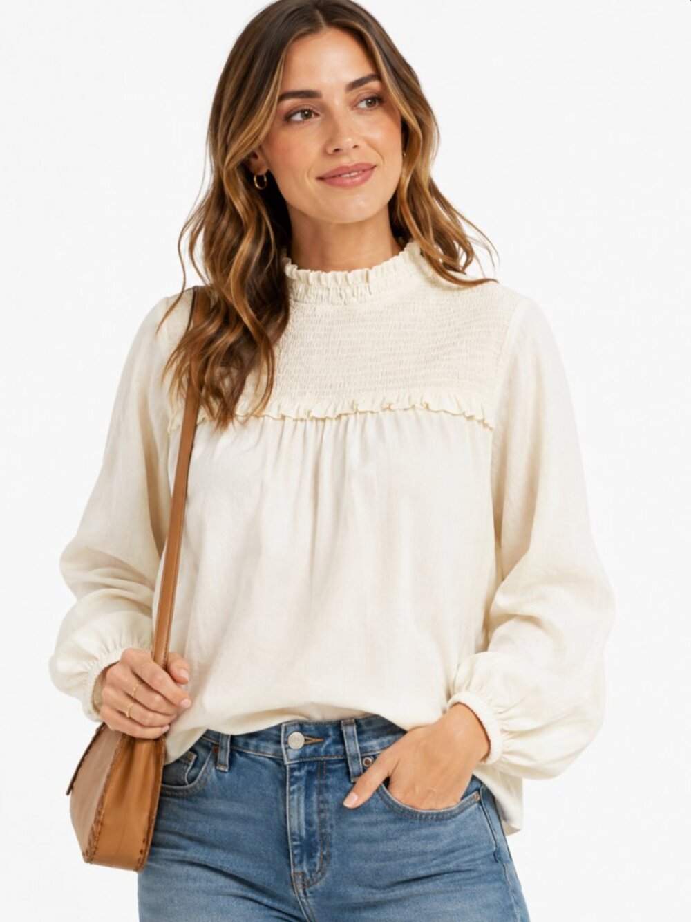 NWT Smocked Long Sleeve Blouse WEWOREWHAT Small